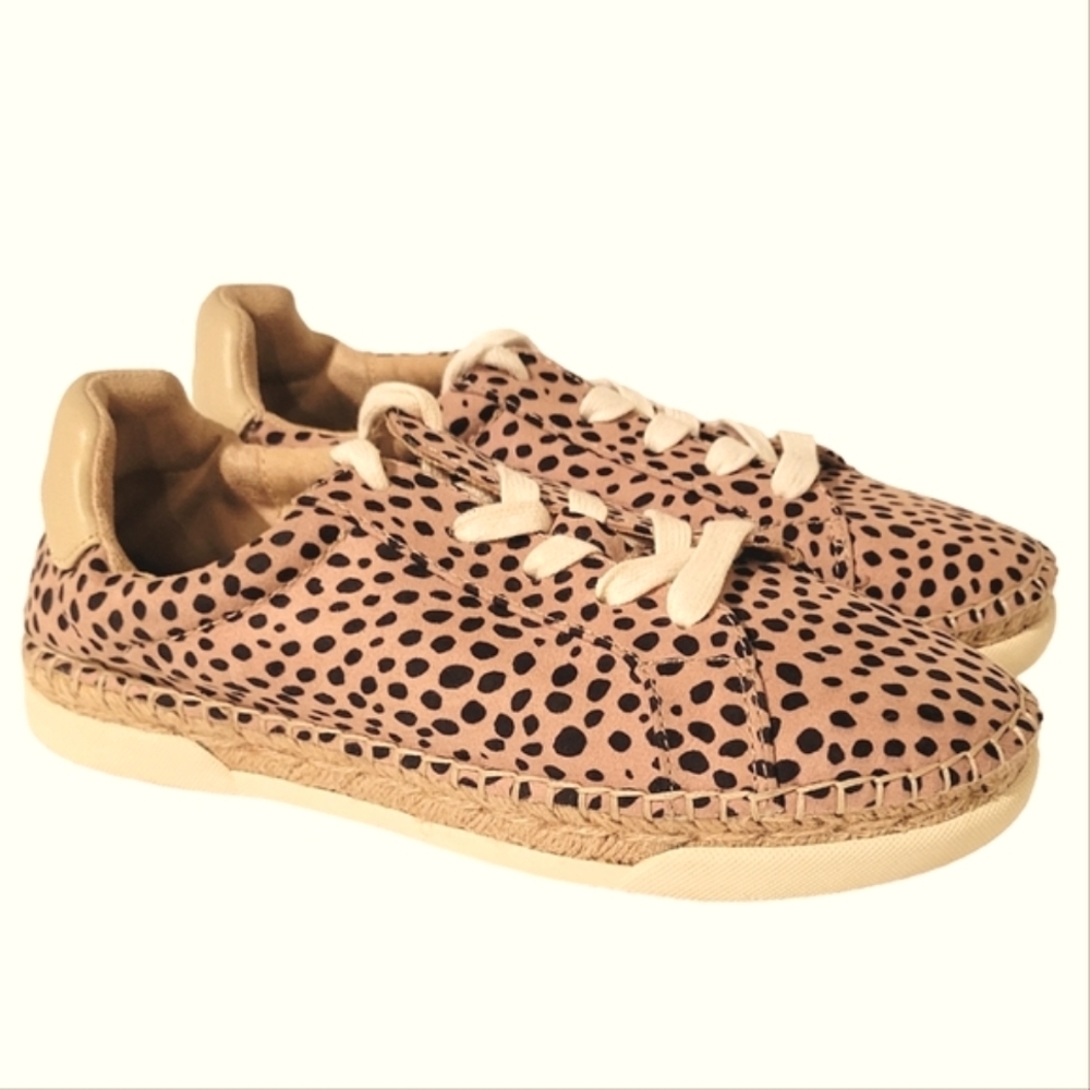 Universal Thread Shaelyn Animal Polka Dot Brown Tan Lace Up Casual Sneakers EUC - Picture 2 of 7
